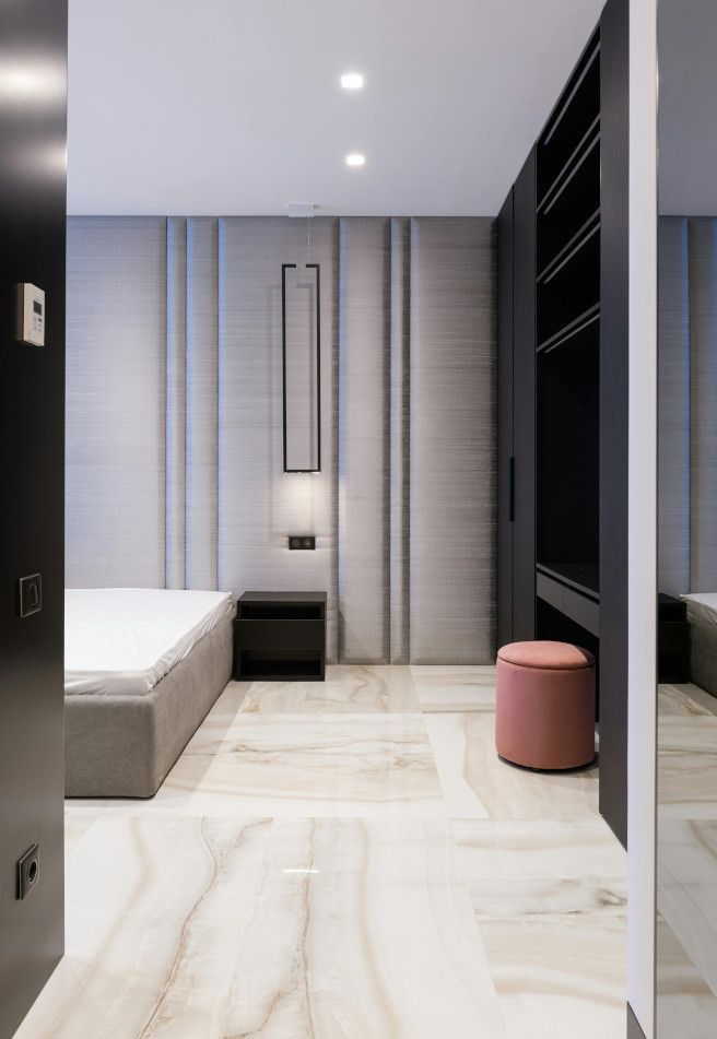 Tiled bedroom floor in a luxury Swansea home.